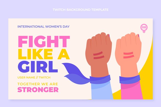 Flat international women's day twitch background