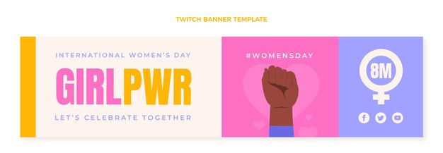 Flat international women's day twitch banner