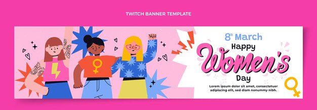 Flat international women's day twitch banner