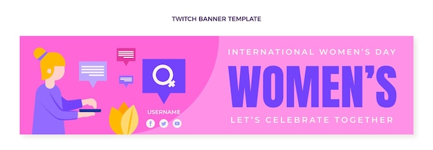 Free vector flat international women's day twitch banner