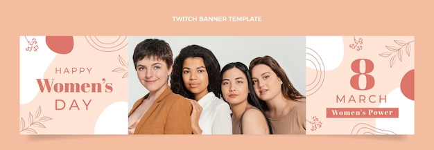 Flat international women's day twitch banner