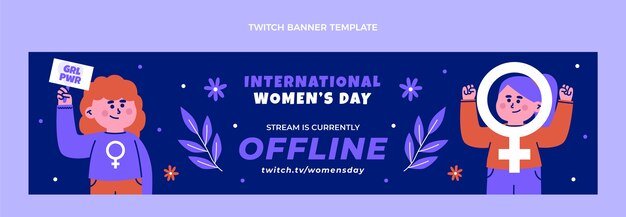 Плоский международный женский день twitch баннер