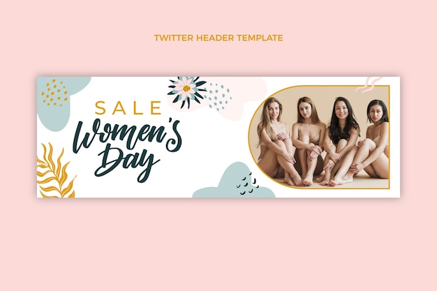 Free vector flat international women's day twitter header