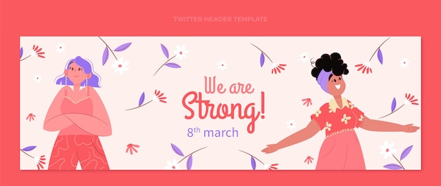 평평한 국제 여성의 날 트위터 헤더