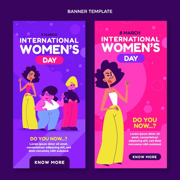 フラットな国際女性の日の垂直バナーセット