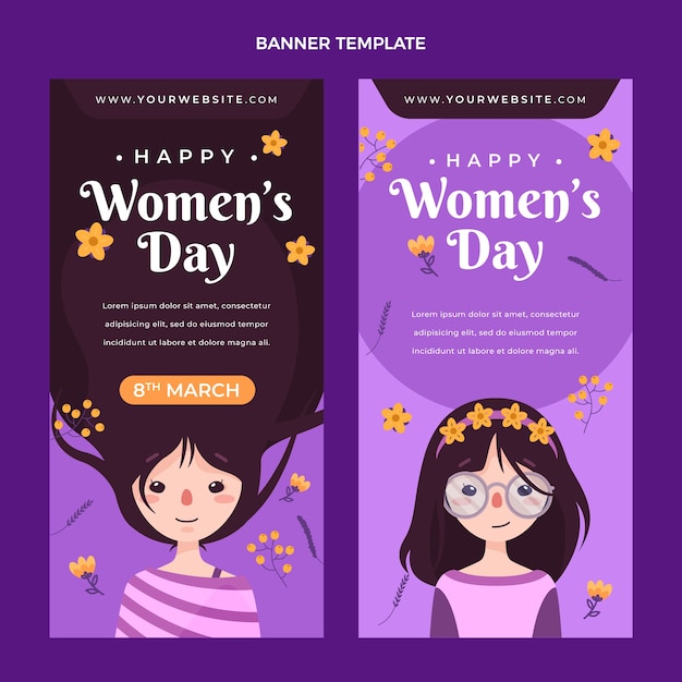 Free vector flat international women's day vertical banners set