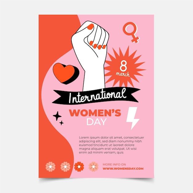 Free vector flat international women's day vertical flyer template