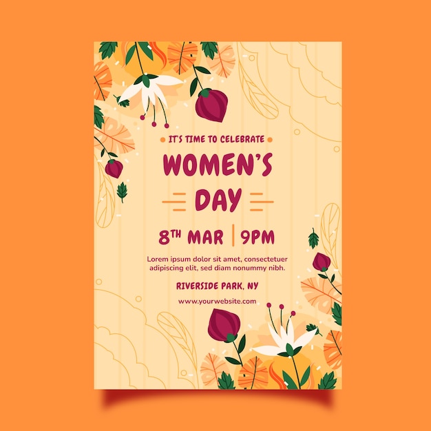 Free vector flat international women's day vertical flyer template