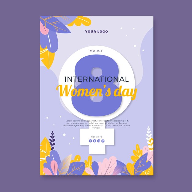 flat international women's day vertical poster template