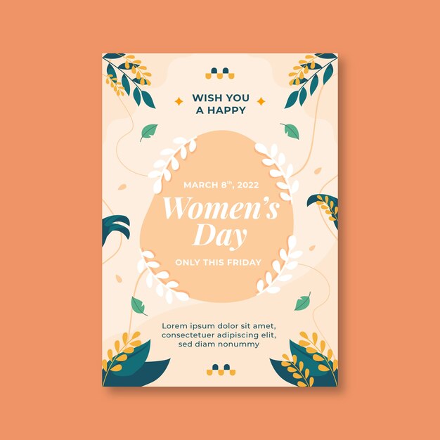 Flat international women's day vertical poster template