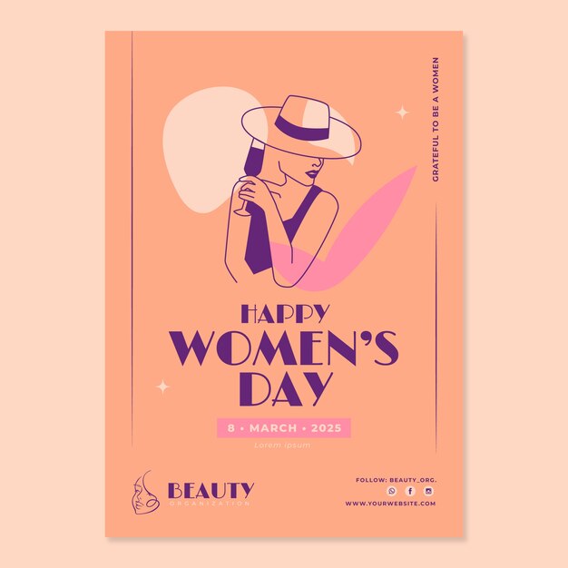 Flat international women's day vertical poster template
