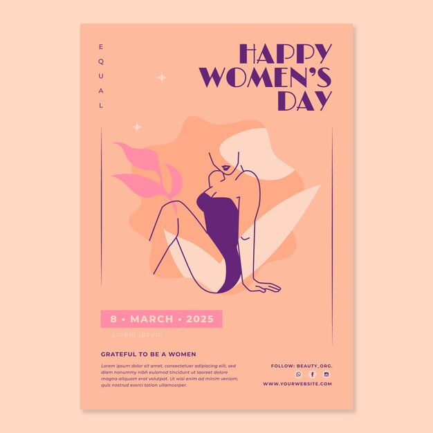 Flat international women's day vertical poster template
