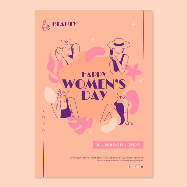 flat international women's day vertical poster template