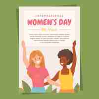 Free vector flat international women's day vertical poster template