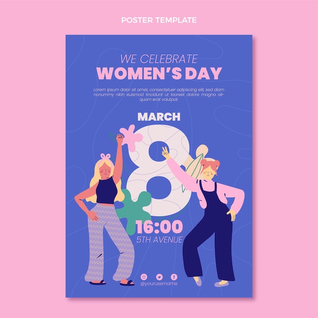 Free vector flat international women's day vertical poster template