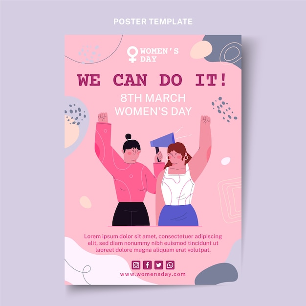 Free vector flat international women's day vertical poster template