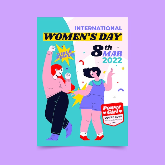 Free vector flat international women's day vertical poster template