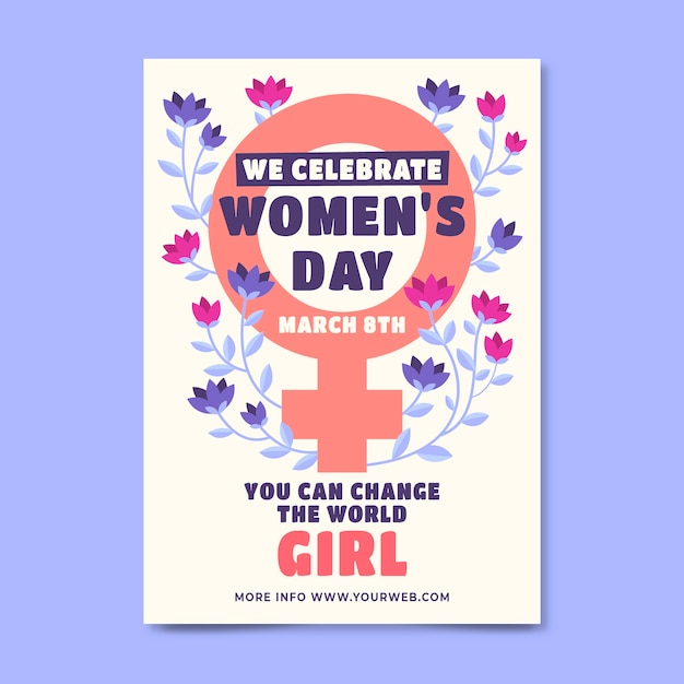 Flat international women's day vertical poster template