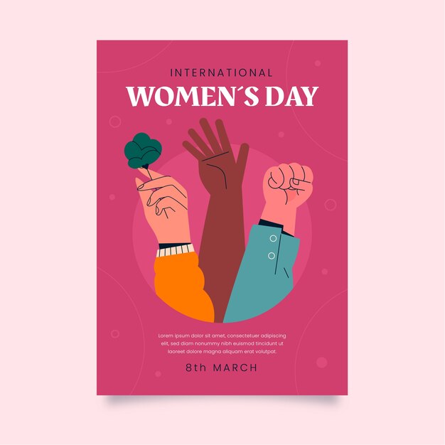 flat international women's day vertical poster template