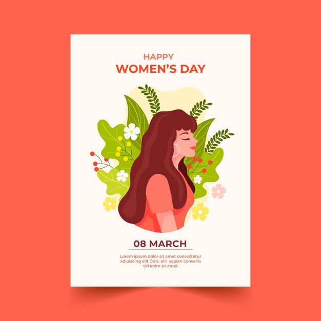 Flat international women's day vertical poster template