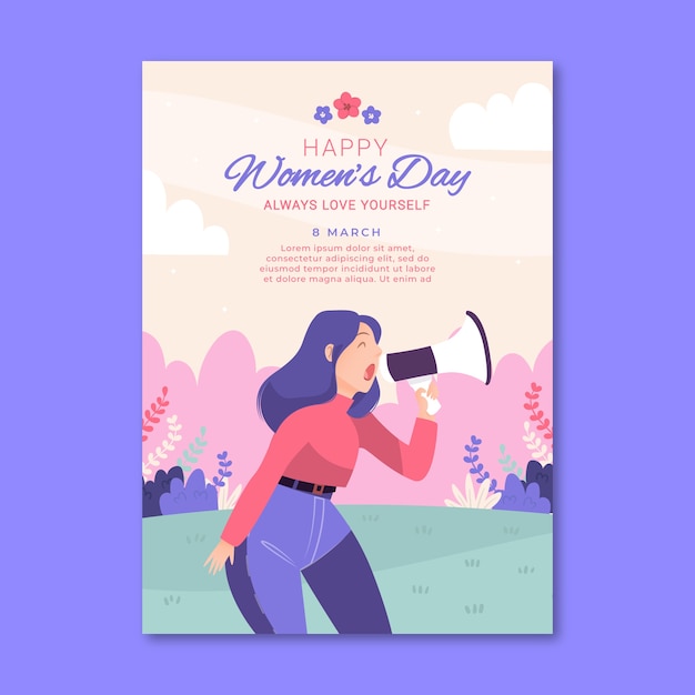 Free vector flat international women's day vertical poster template