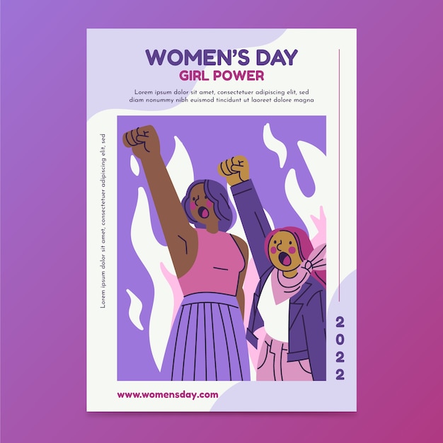 Free vector flat international women's day vertical poster template