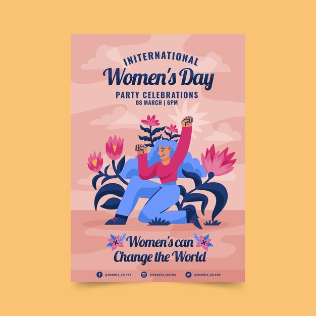 flat international women's day vertical poster template