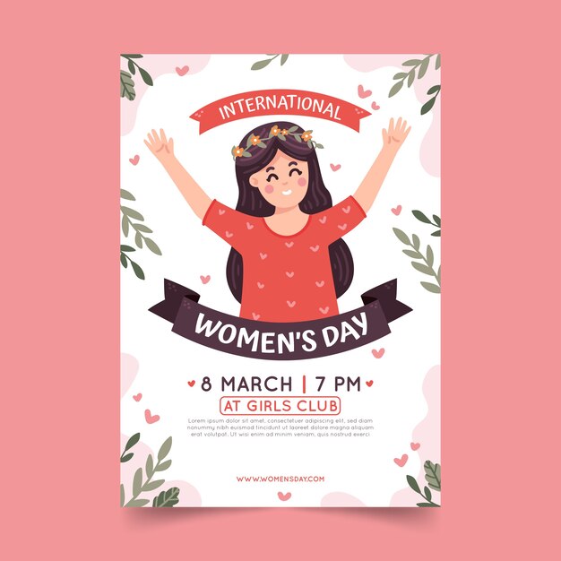 Flat international women's day vertical poster template