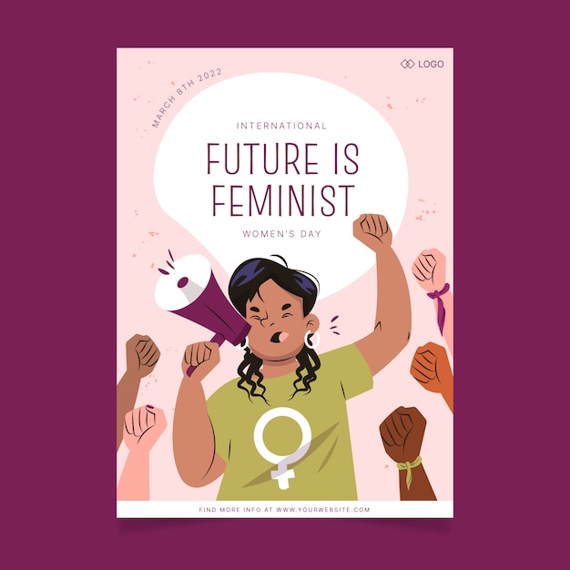 Free vector flat international women's day vertical poster template