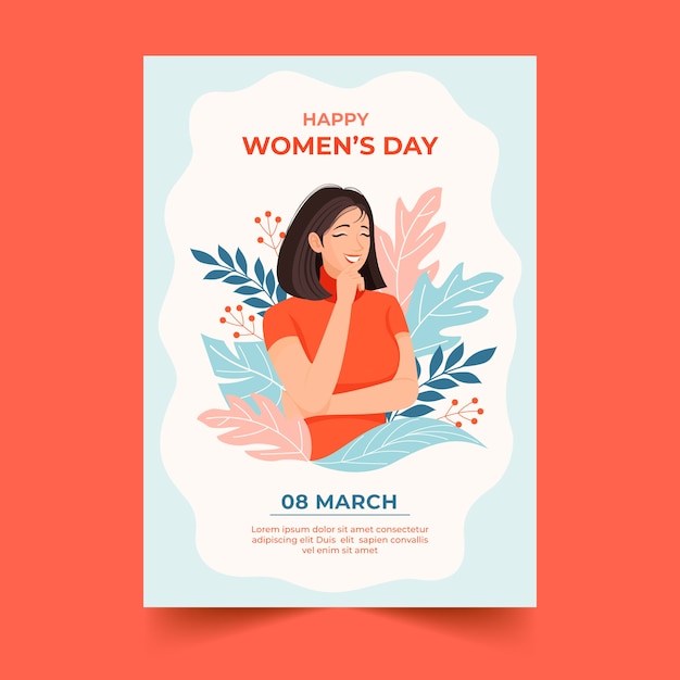 Flat international women's day vertical poster template