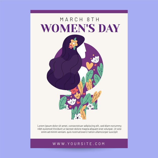 Flat international women's day vertical poster template