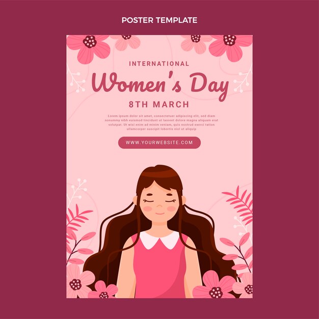 flat international women's day vertical poster template