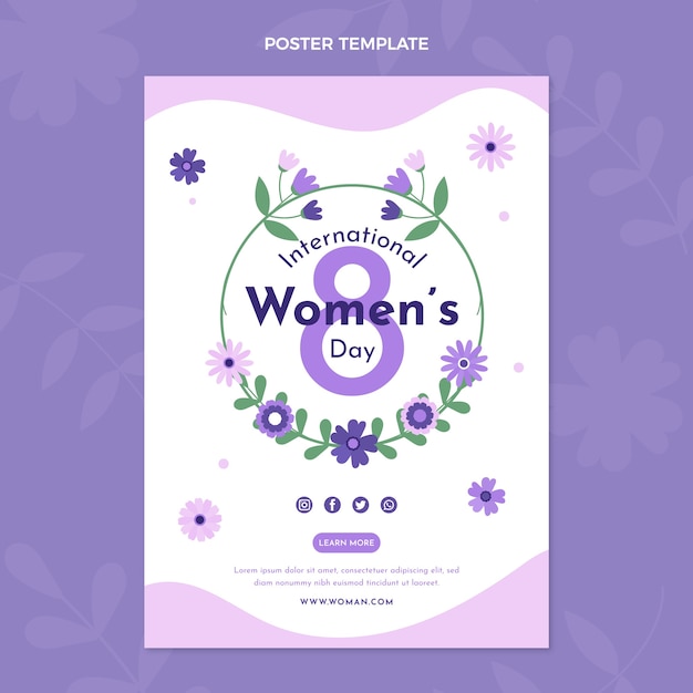 Free vector flat international women's day vertical poster template