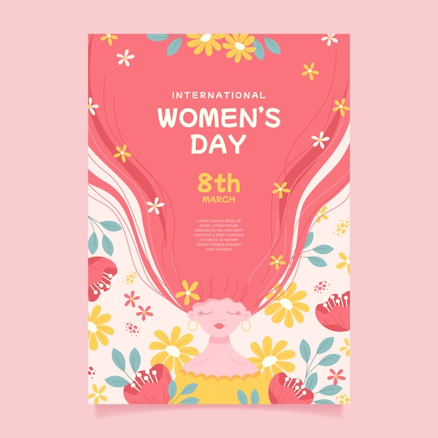 Flat international women's day vertical poster template