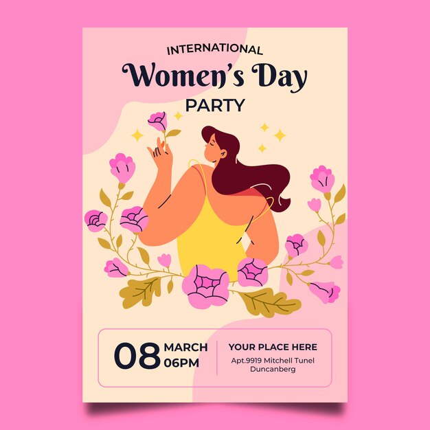 flat international women's day vertical poster template