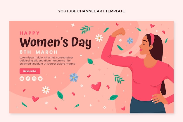 Flat international women's day youtube channel art