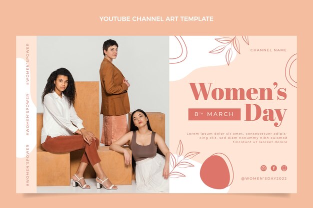 Flat international women's day youtube channel art