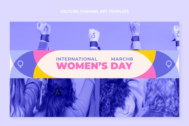 Free vector flat international women's day youtube channel art