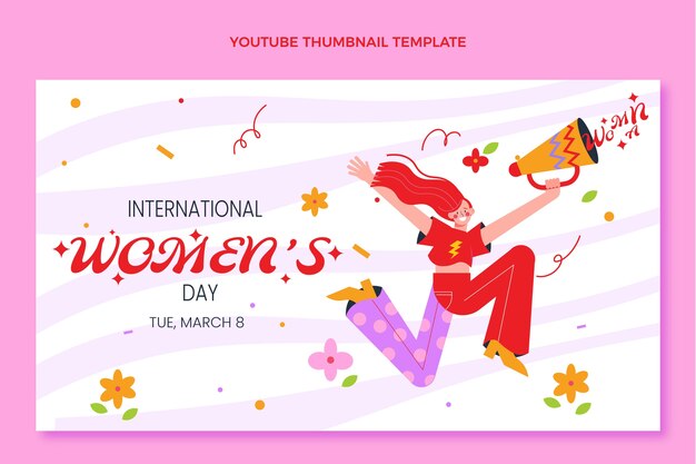 Free vector flat international women's day youtube thumbnail