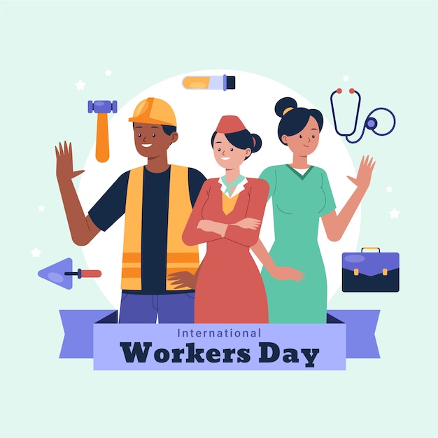 Free vector flat international workers day illustration