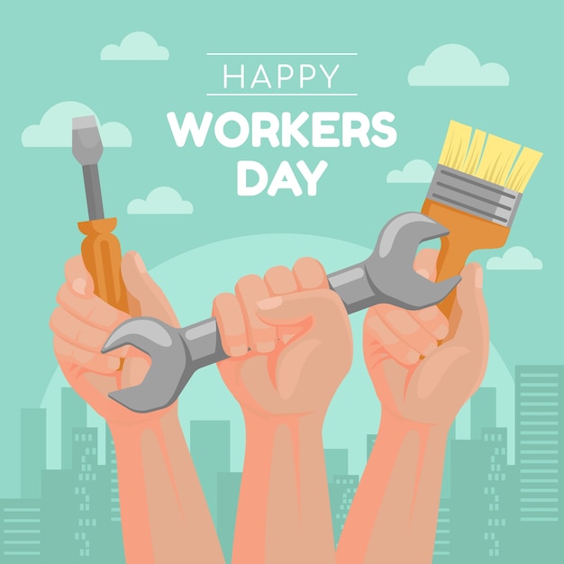 Free vector flat international workers day illustration