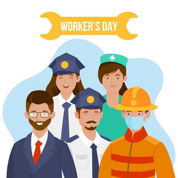 Flat international workers day illustration