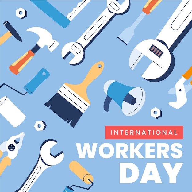 Free vector flat international workers day illustration