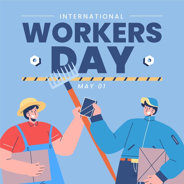フラットな国際労働者の日のイラスト