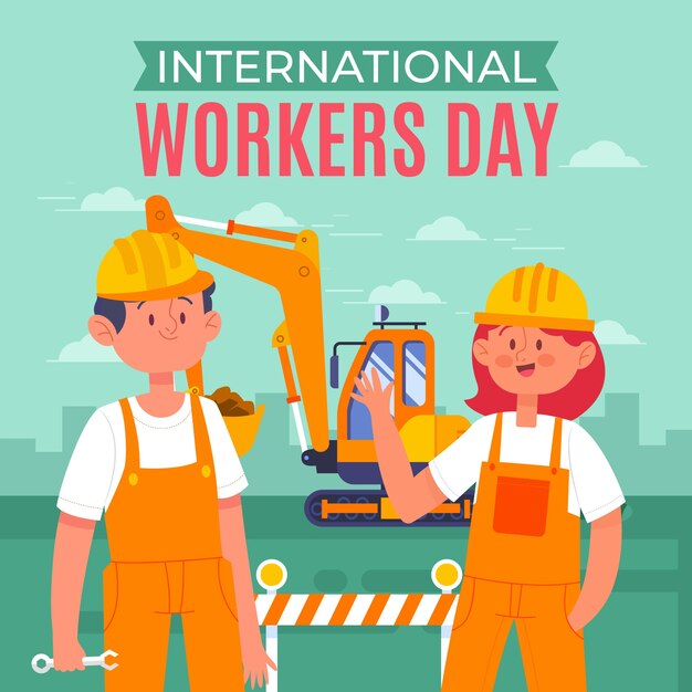 Flat international workers day illustration