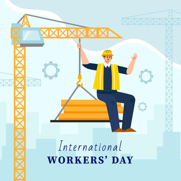 Flat international workers day illustration