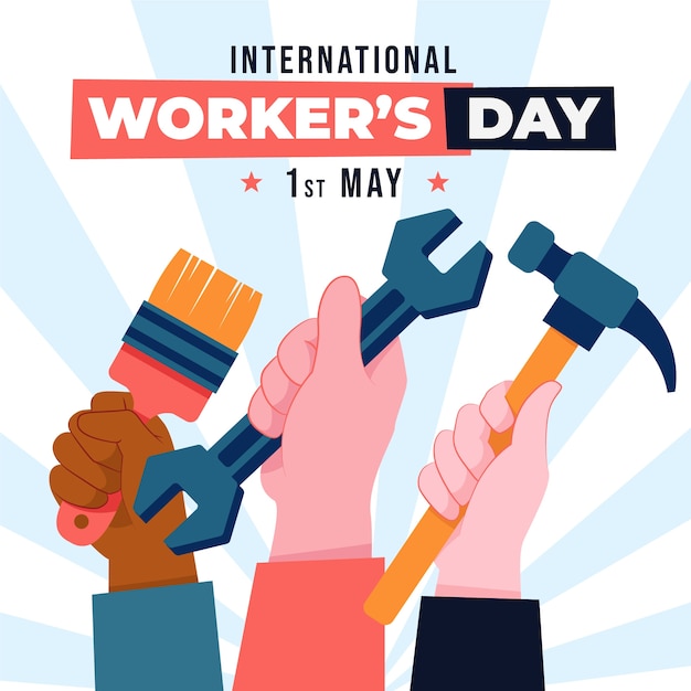 평면 국제 노동자의 날 그림