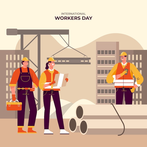 Flat international workers day illustration