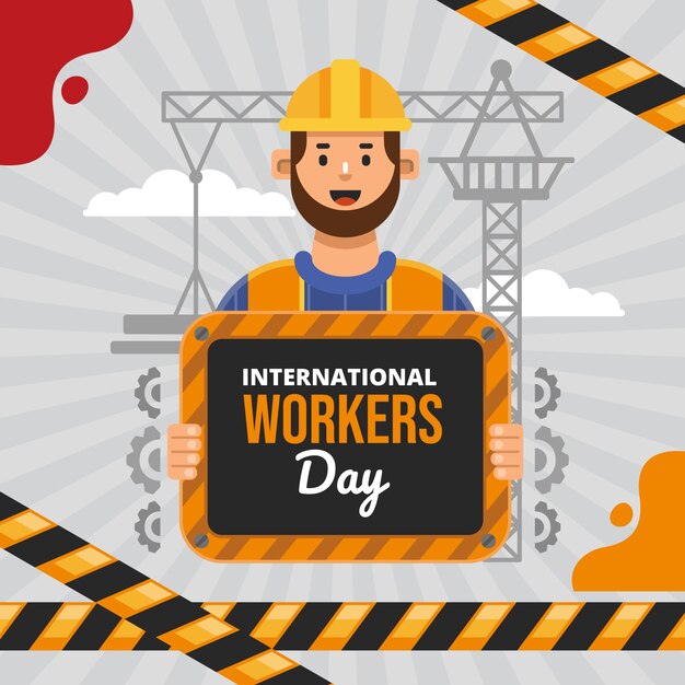 평면 국제 노동자의 날 그림
