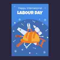 Бесплатное векторное изображение Плоский международный рабочий день вертикальный шаблон плаката
